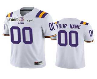 Men%27s LSU Tigers Customized White 2020 National Championship Game Jersey